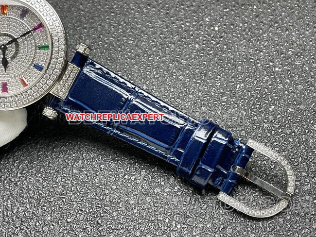 Frank Muller 1:1replica watch quartzABF factory diamond bezel blue leather braceletbraceletlive photos