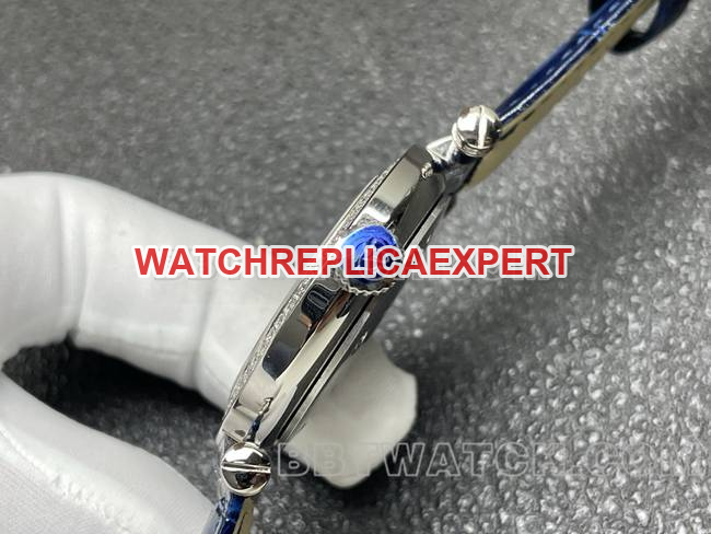 Frank Muller 1:1replica watch quartzABF factory diamond bezel blue leather braceletside live photo
