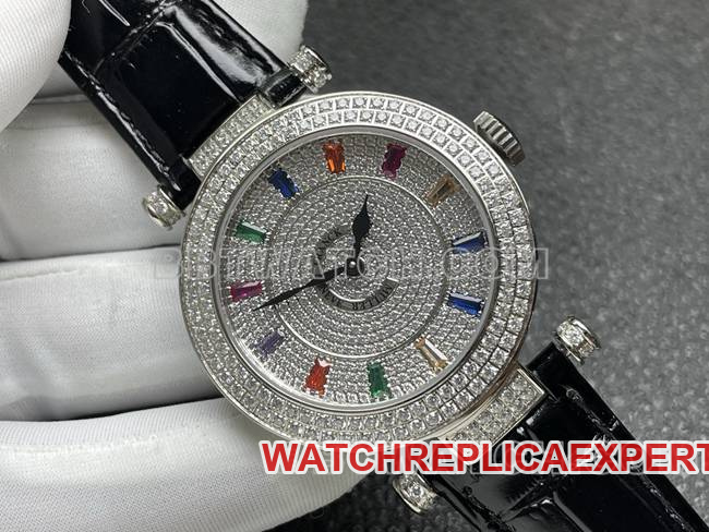 Frank Muller watch quartzABF factory diamond bezel black leather braceletfront live photo