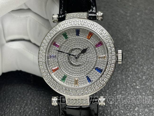 Frank Muller watch quartzABF factory diamond bezel black leather braceletfront live photo
