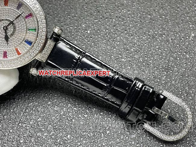 Frank Muller watch quartzABF factory diamond bezel black leather braceletbraceletlive photos