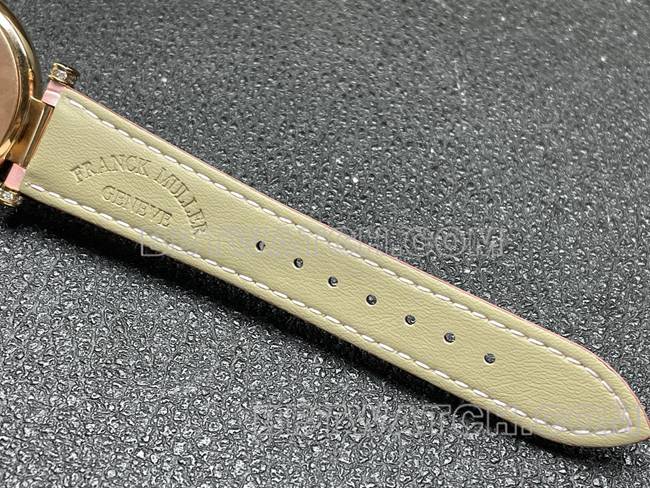 Franck Muller quartztop-tier watch ABF factory diamond plate gold diamond bezel pink leather braceletbraceletlive photos