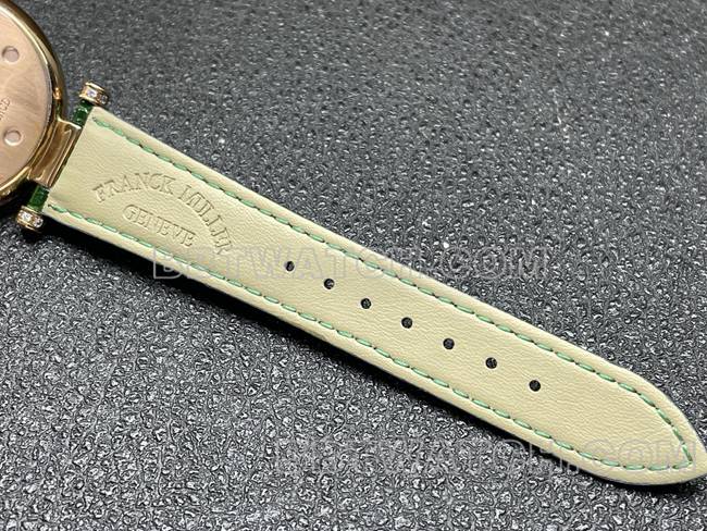 Frank Muller quartz collectible watch ABF factory diamond plate gold diamond bezel green leather braceletbraceletlive photos