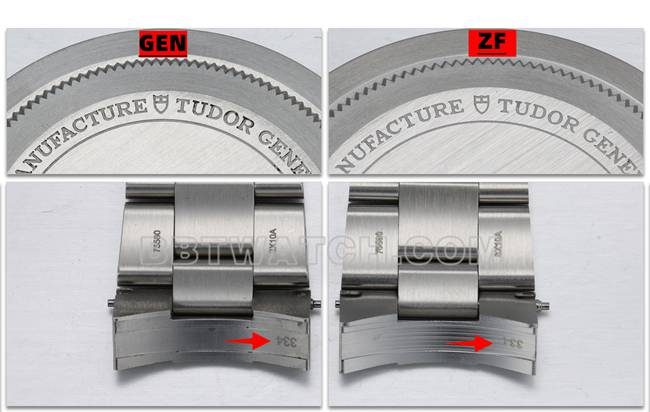 ZF FactoryTudor Biwan 7943 top-tier watch comparison Genuine difference appearance comparison chart