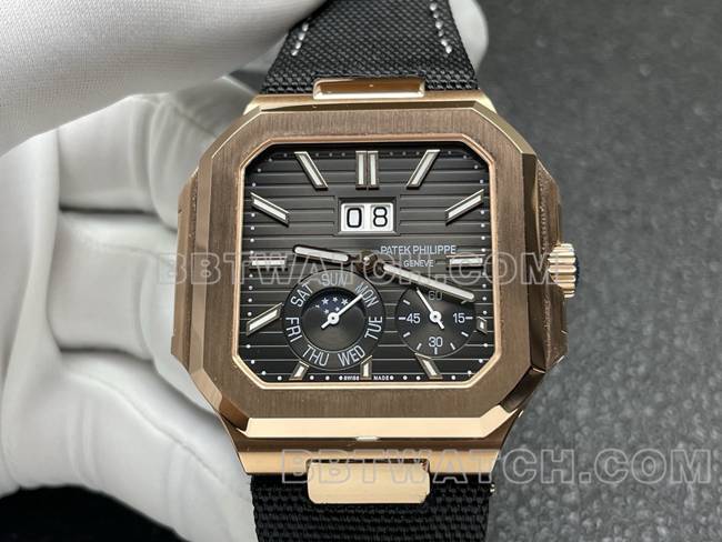 collectible watch P1 factory Patek PhilippeCUBITUSblack dialrose gold5822P-001front live photo