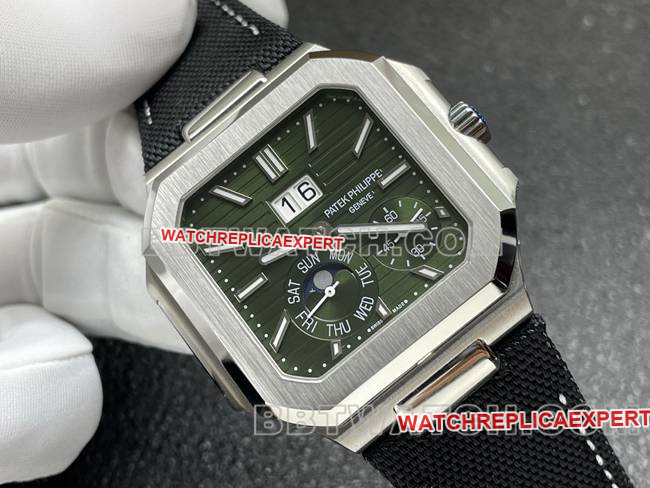 Top-Quality Watch: Patek Philippe P1 Factory CUBITUS Green Dial 5822P-001—Front View Photos