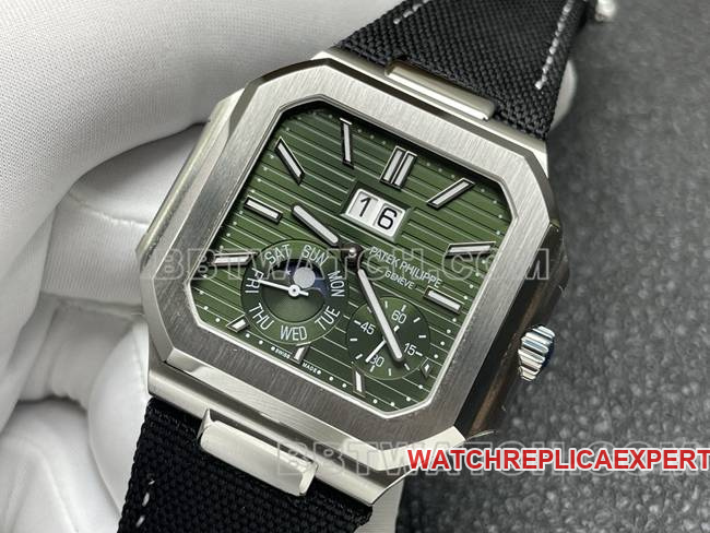 Top-Quality Watch: Patek Philippe P1 Factory CUBITUS Green Dial 5822P-001—Front View Photos