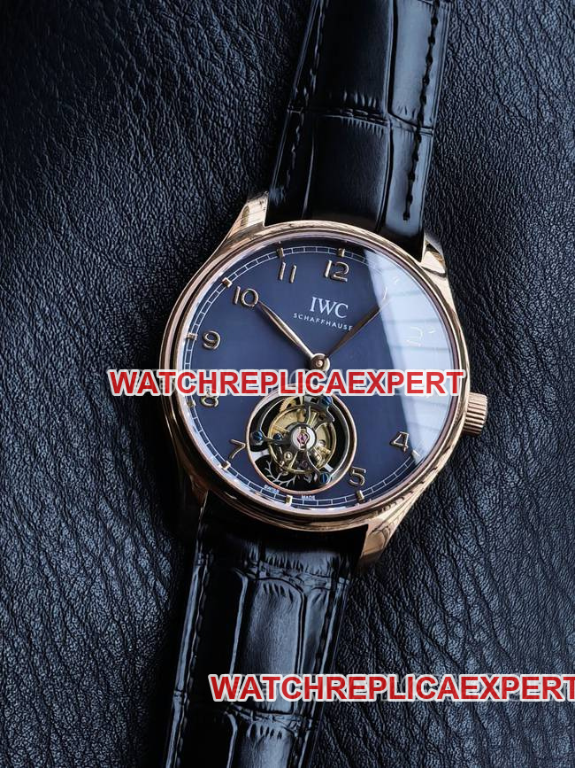 1:1replica watch TUR factory IWC Portugal rose goldblue dialtourbillonfront live photo