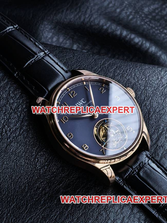 1:1replica watch TUR factory IWC Portugal rose goldblue dialtourbillonfront live photo