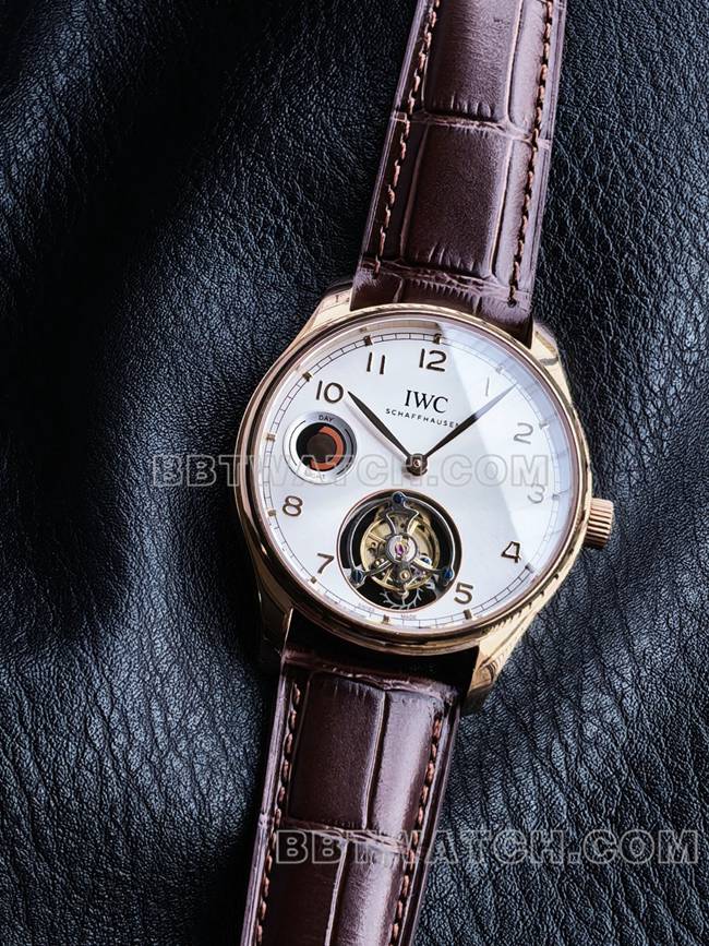 collectible watch tur factory IWC portugal rose goldwhite dialtourbillonfront live photo
