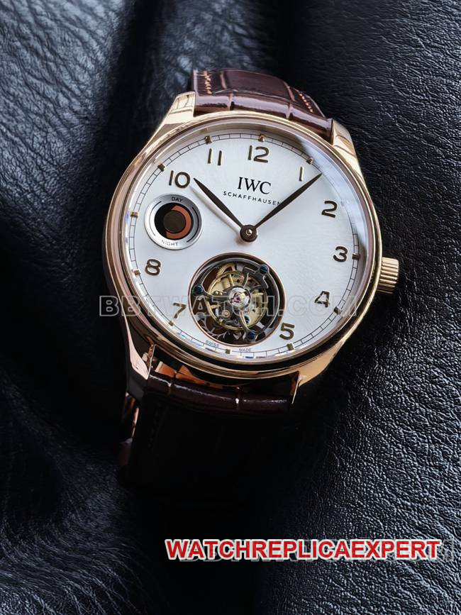 collectible watch tur factory IWC portugal rose goldwhite dialtourbillonfront live photo