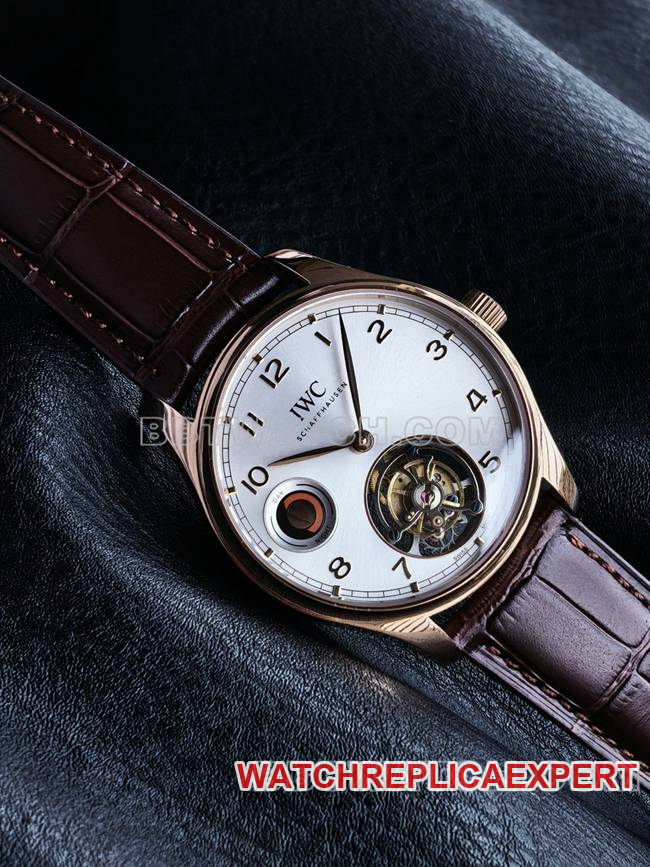 collectible watch tur factory IWC portugal rose goldwhite dialtourbillonfront live photo