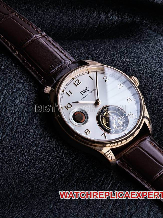 collectible watch tur factory IWC portugal rose goldwhite dialtourbillonfront live photo