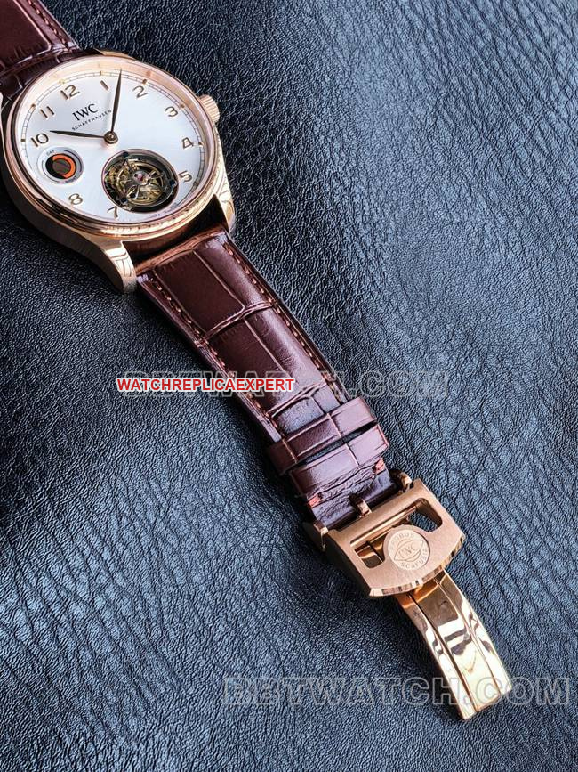 collectible watch tur factory IWC portugal rose goldwhite dialtourbillonbraceletlive photos