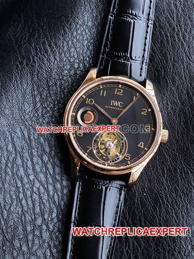 top-tier watch IWCTUR factory Portugal rose goldblack dialtourbillonfront live photo