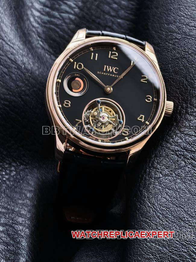 top-tier watch IWCTUR factory Portugal rose goldblack dialtourbillonfront live photo
