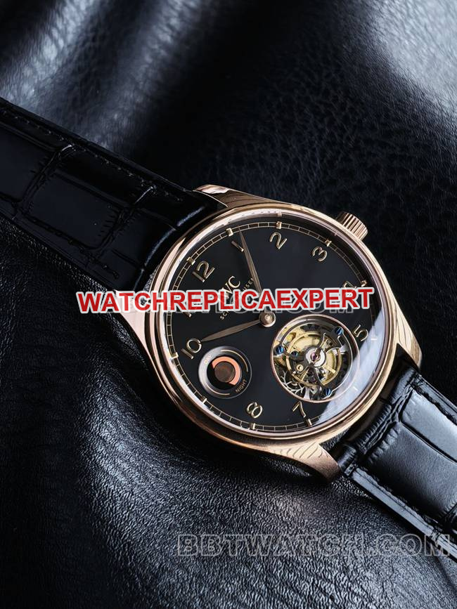 top-tier watch IWCTUR factory Portugal rose goldblack dialtourbillonfront live photo