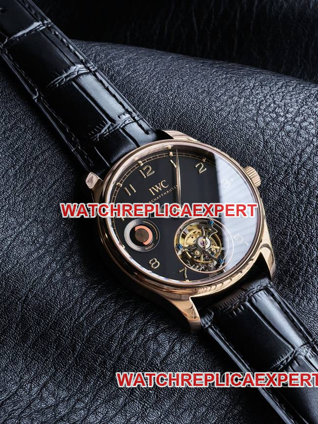 top-tier watch IWCTUR factory Portugal rose goldblack dialtourbillonfront live photo