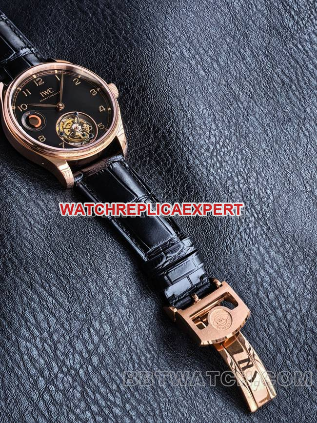 top-tier watch IWCTUR factory Portugal rose goldblack dialtourbillonbraceletlive photos
