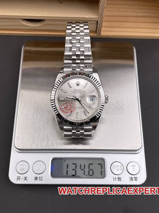 1:1replica watch VS Factory log Rolexsilver dial3235 mechanical 41mm weight live photos