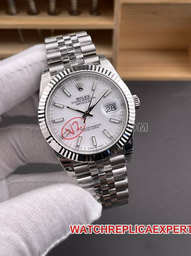 Watch VS Factory Log Rolexwhite dial3235 mechanical 41mmfront live photo