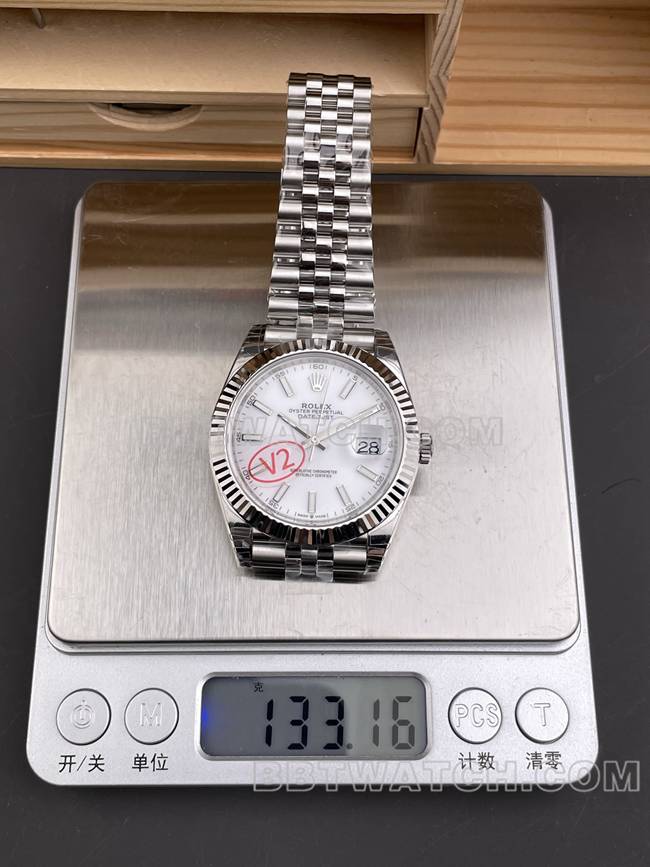 Watch VS Factory Log Rolexwhite dial3235 Mechanical 41mm Weight live photos