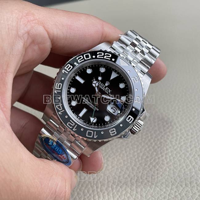 collectible watch ERF factory GMT-MasterRolexblack dial black gray circle 3285 mechanical front live photo