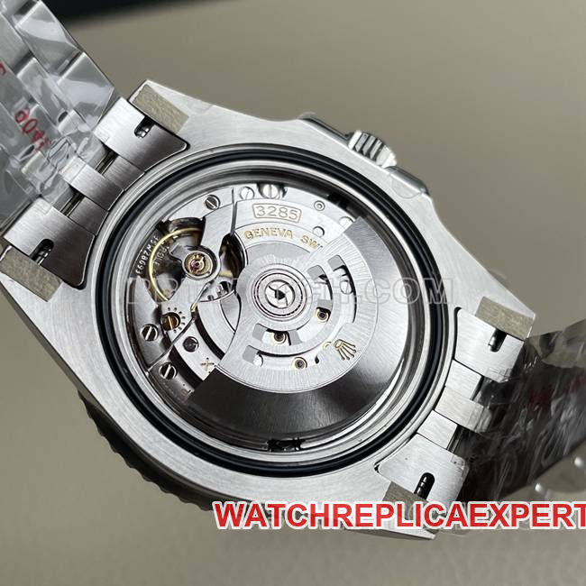 top-tier watch ERF factory GMT-MasterRolexblack dial red and blue circle 3285 mechanical caseback live photo