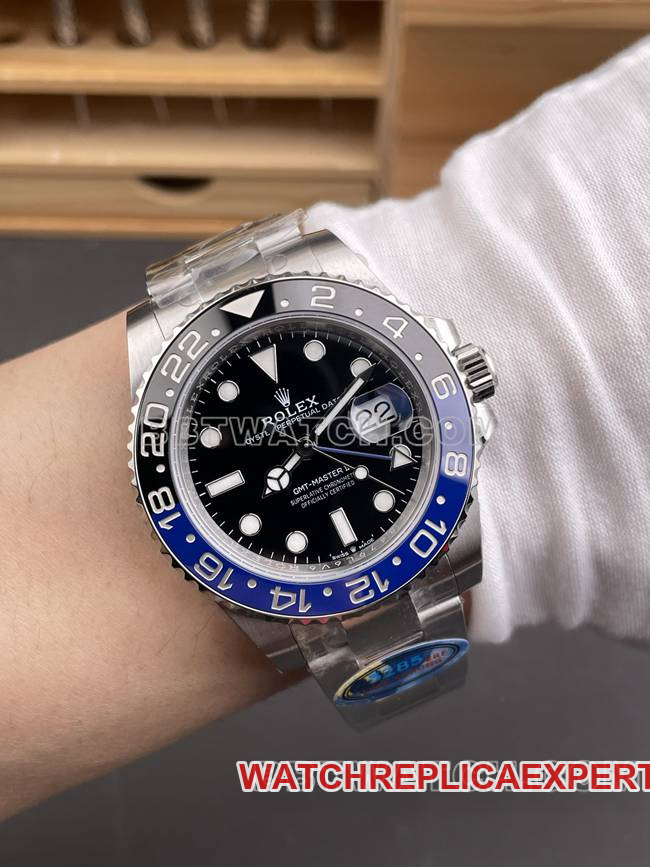 1:1replica watch ERF factory GMT-MasterRolexblack dialBatman bezel3285 mechanical wear live photos