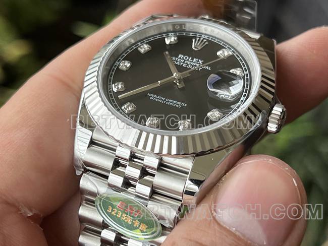 top-tier watch ERF factory log Rolexblack dial3235 mechanical 41mmfront live photo