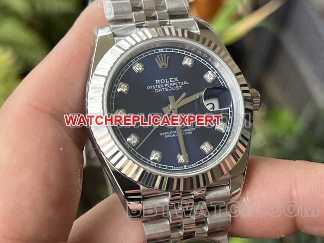 top-tier watch ERF factory Rolex log blue dial3235 mechanical 41mmfront live photo