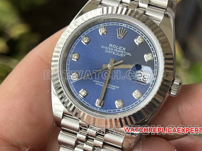 top-tier watch ERF factory Rolex log blue dial3235 mechanical 41mmfront live photo
