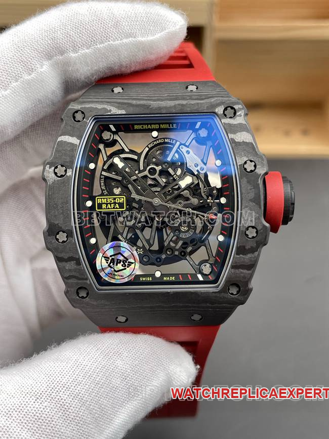 collectible watch APS factory Richard Mille carbon fiber red circle RM35-02front live photo