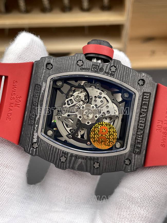 collectible watch APS factory Richard Mille carbon fiber red circle RM35-02caseback live photo