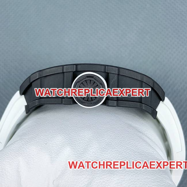 1:1replica watch APS factory Richard Mille carbon fiber white rubber bracelet RM35-02side live photo