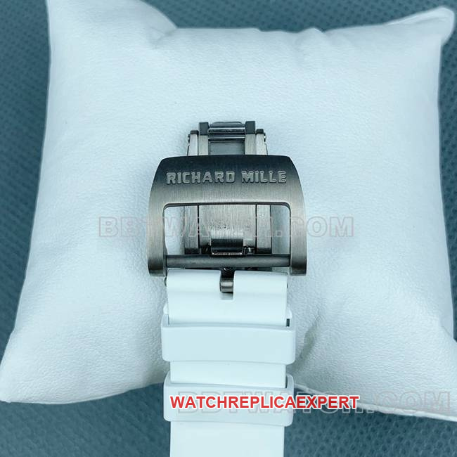 1:1replica watch APS factory Richard Mille carbon fiber white rubber bracelet RM35-02clasplive photos