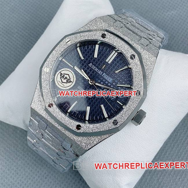1:1replica watch Royal OakAPS factory Audemars Piguetblue dial frost gold 15410front live photo