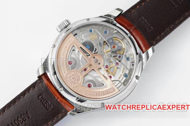 collectible watch APS factory Portugal IWC perpetual calendar white dial brown braceletcaseback live photo