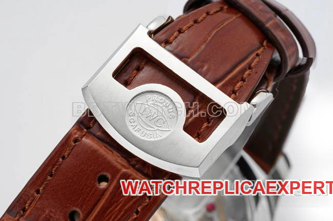 collectible watch APS factory Portugal IWC perpetual calendar white dial brown braceletbraceletlive photos