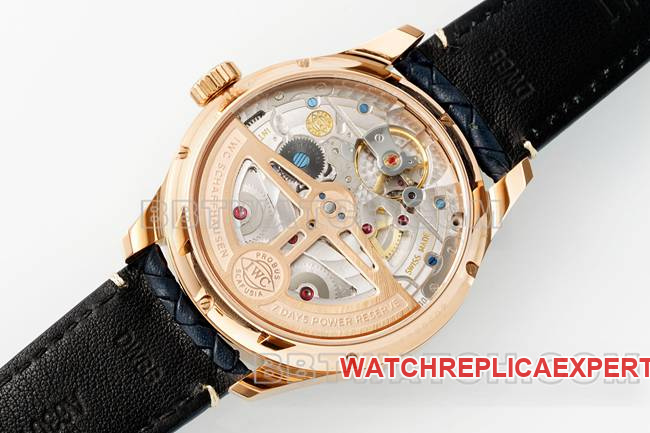 top-tier watch APS factory Portugal IWC perpetual calendar blue dialrose goldcaseback live photo