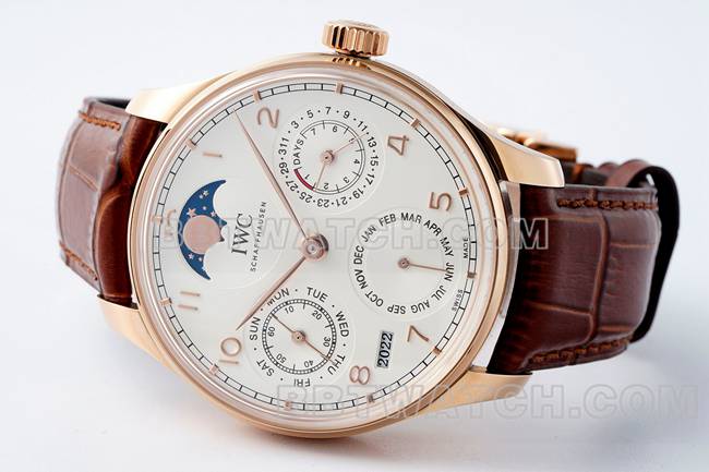 watch APS factory Portugal IWC perpetual calendar white dialrose goldfront live photo