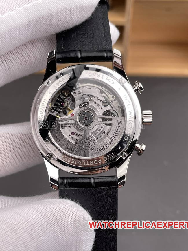 1:1replica watch Portugal APS factory IWC silver white dial gold needle caseback live photo