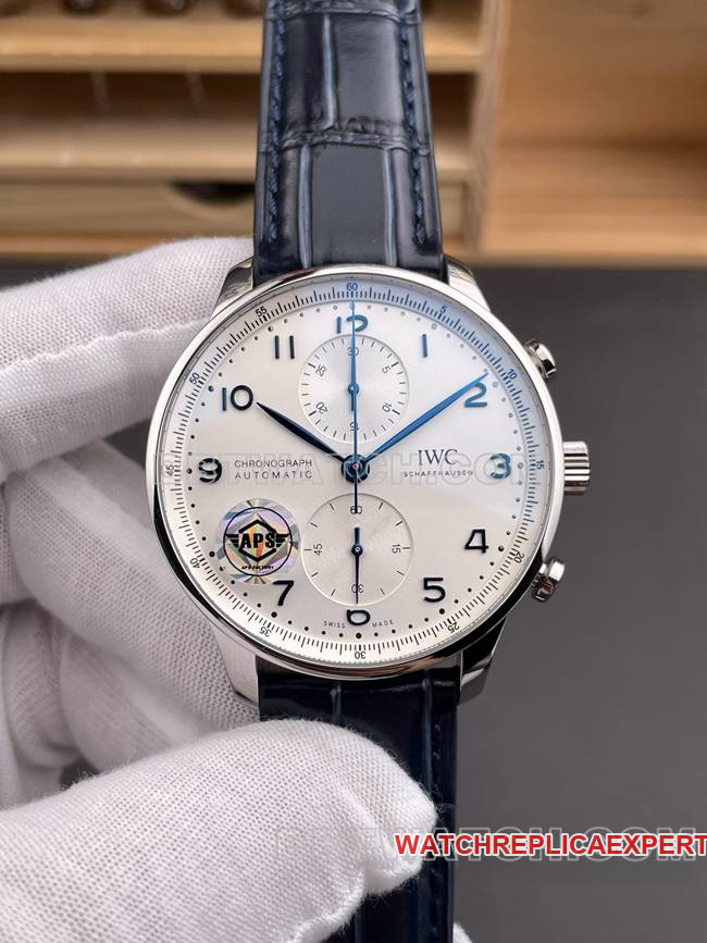watch Portugal APS factory IWC silver white dial blue needle front live photo