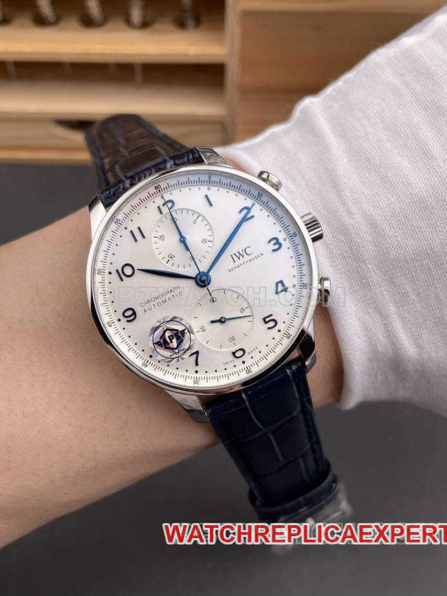 watch Portugal APS factory IWC silver white dial blue needle wearing live photos