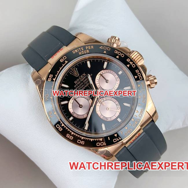 top-tier watch QFDaytonaRolexblack dialrose gold4131 mechanical front live photo