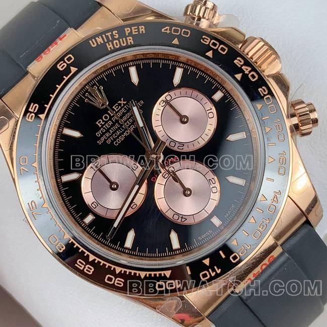 top-tier watch QFDaytonaRolexblack dialrose gold4131 mechanical front live photo