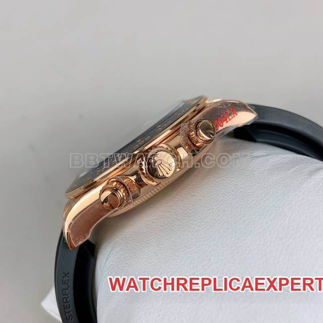 top-tier watch QFDaytonaRolexblack dialrose gold4131 mechanical side live photo