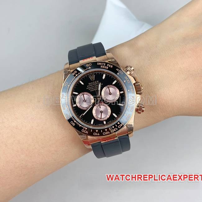 top-tier watch QFDaytonaRolexblack dialrose gold4131 mechanical wear live photos