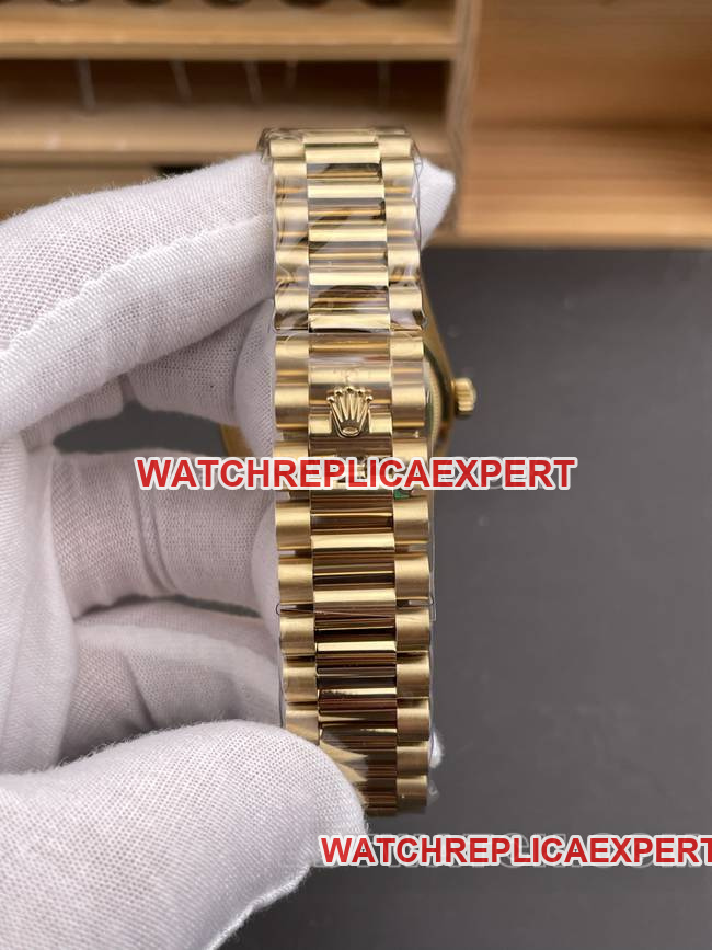 top-tier watch QF factory Day-DateRolexblack dialyellow gold2836 mechanical 36mmbraceletlive photos