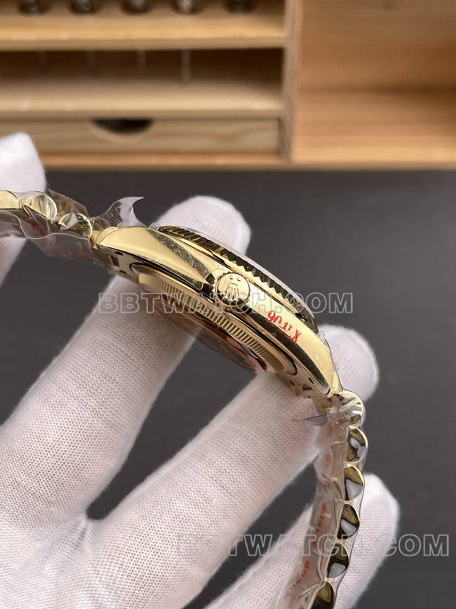 collectible watch QF factory Day-DateRolex gold plate yellow gold2836 mechanical 36mmside live photo